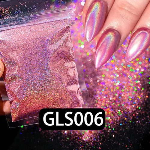 Laser Holographic Rainbow Nail Glitter 0.2MM Sparkly Nails Glitter