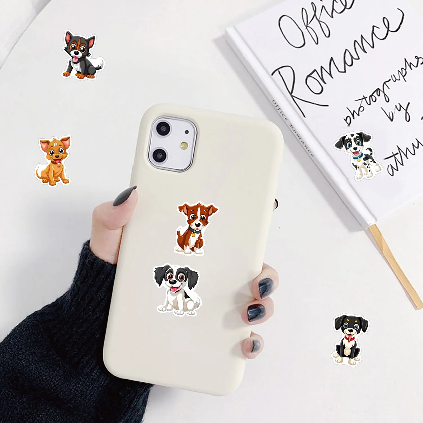 500Pcs/Roll Cute Pet Dogs Stickers 2.5cm/1.0'' 8 Designs Decals Diy
