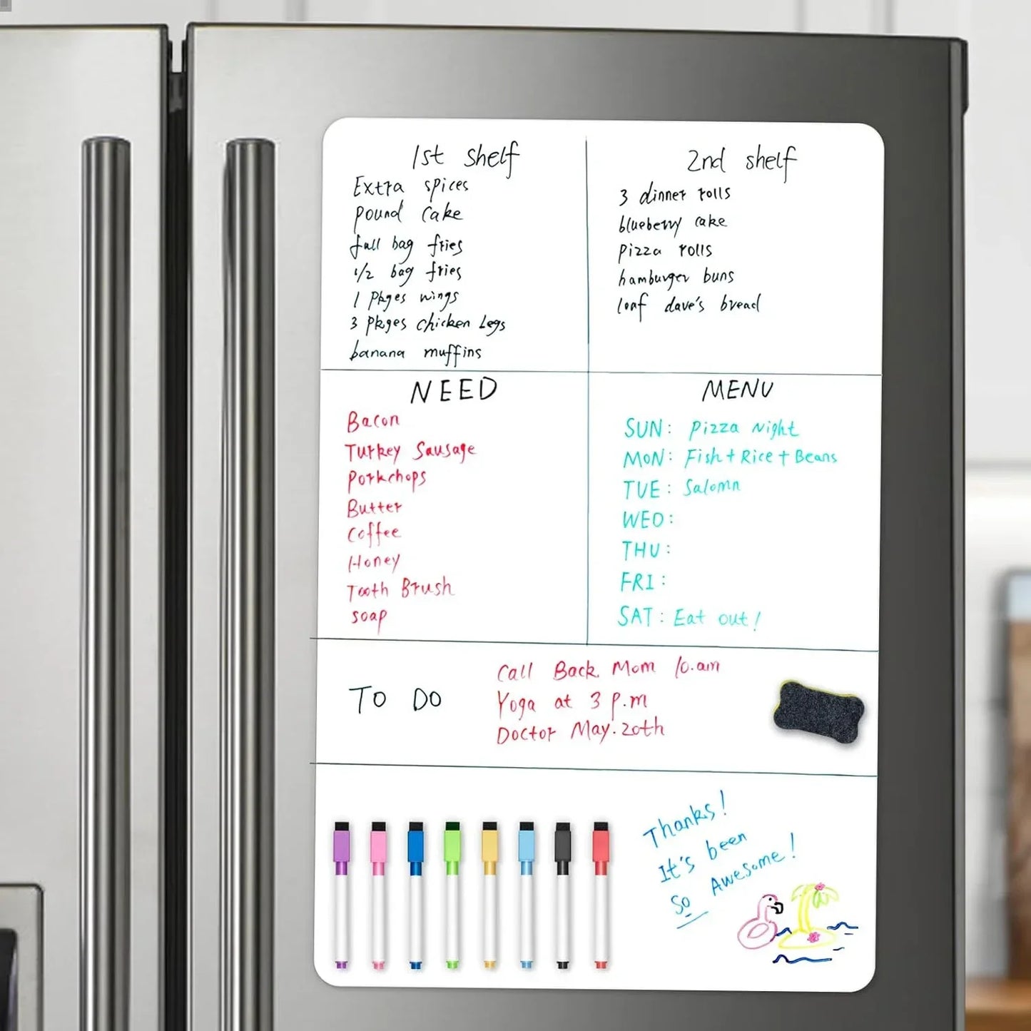 A2 Size Magnetic Whiteboard Dry Erase White Board for Fridge, (23.6" X