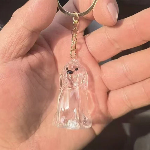 Cute Clear Puppy Hair Memorial DIY Pendant Keychain Decor Keepsake