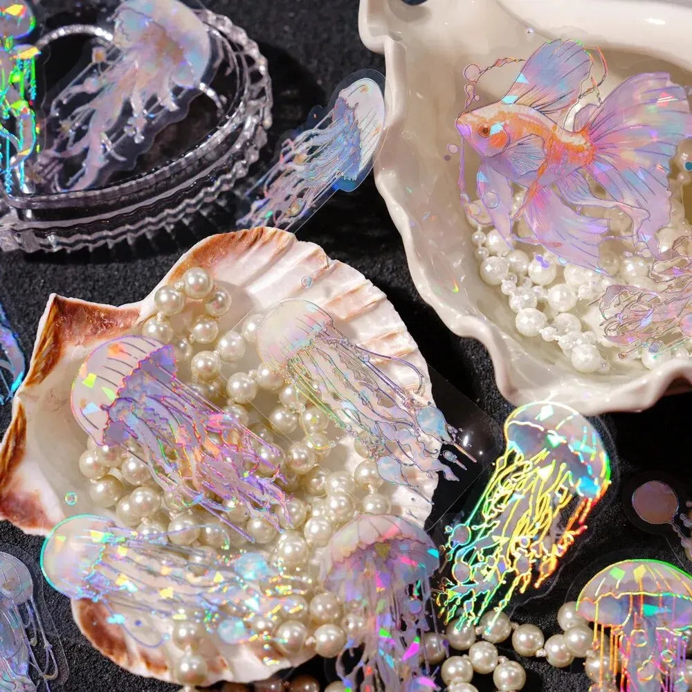 Unbounded Jellyfish Series PET Sticker Bag Dream Laser Watercolor