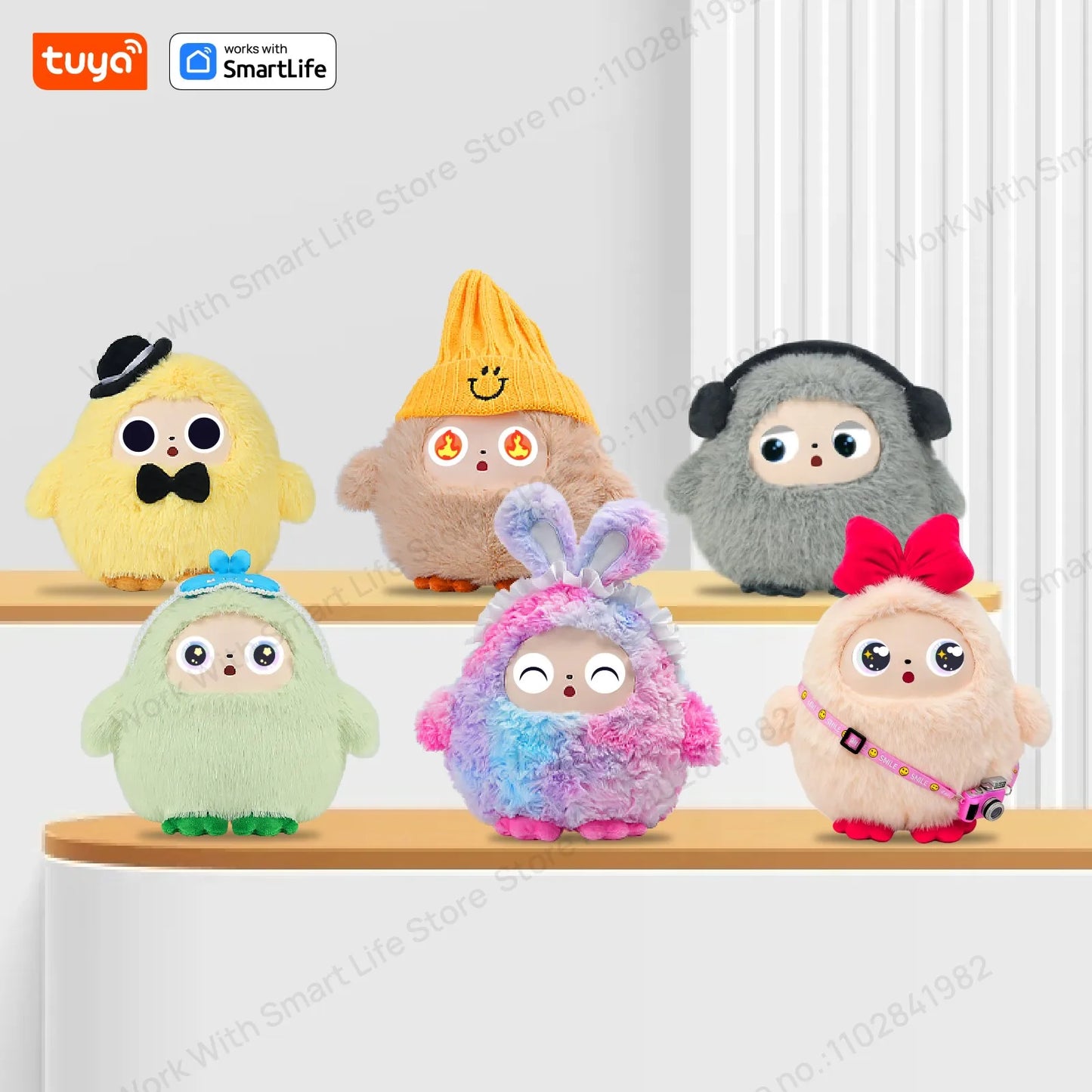 AI Plush Toy W/Smart Voice&LED Eyes,Interactive Companion for