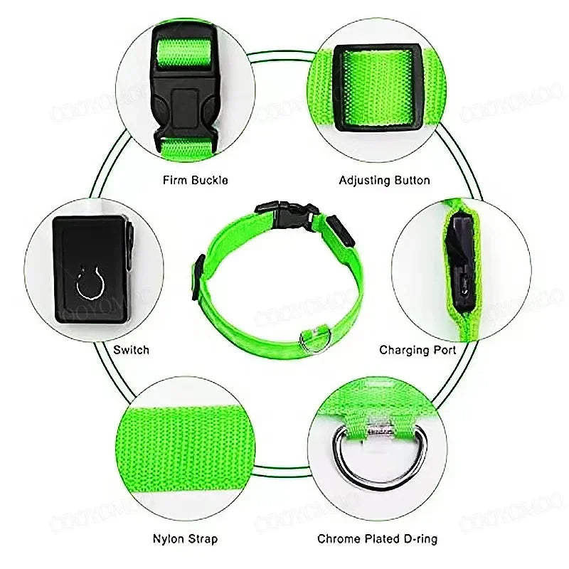 3 Modes Dog Luminous Charge Collar Led Usb Cat Dogs Collars Detachable