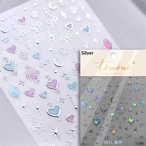 1pcs 5D Relief Kawaii Colorful Star Nail Art Stickers Multi Macaron
