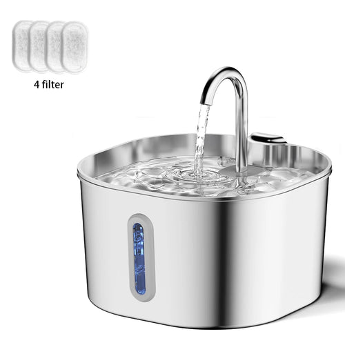 Stainless Steel Cat Water Fountain,2.2L,Pet Water Dispenser With