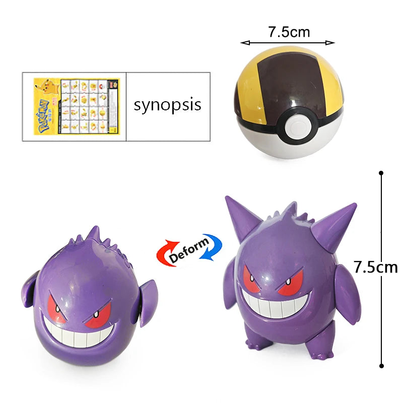 18 Styles Pokemon Anime Deformation Figures Pikachu Eevee Mewtwo