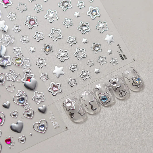1 piece 5D color crystal star nail stickers high quality love shiny