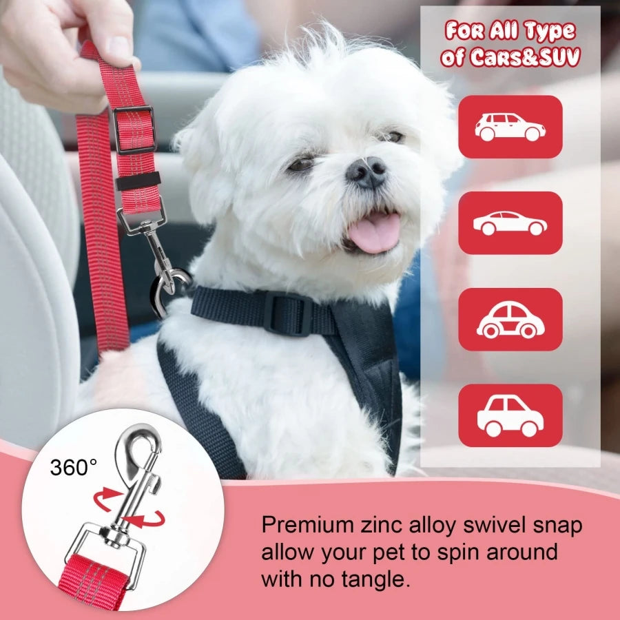Pet products car seat belt dog leash with buffer elastic reflective