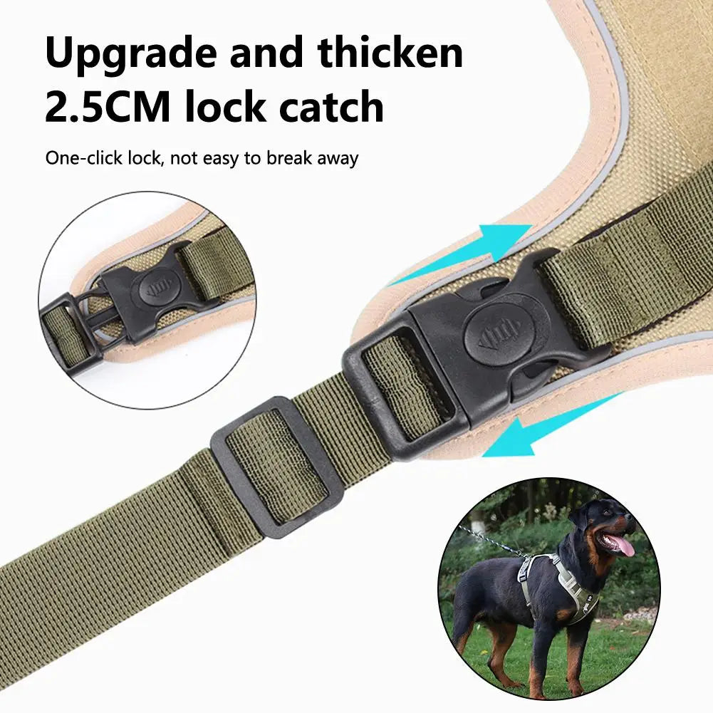 Medium Large Dog Harnesses Collar Labrador Army Reflective Adjustable