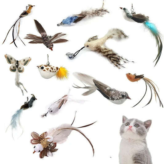 Funny Bird Feather Cat Wand With Bell Accessories Interactive Toys For