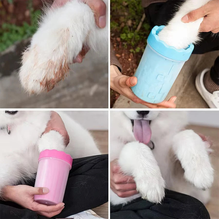 1Pc Pet Plastic Foot Wash Cup S L XL Large size silicone brush Dog cat