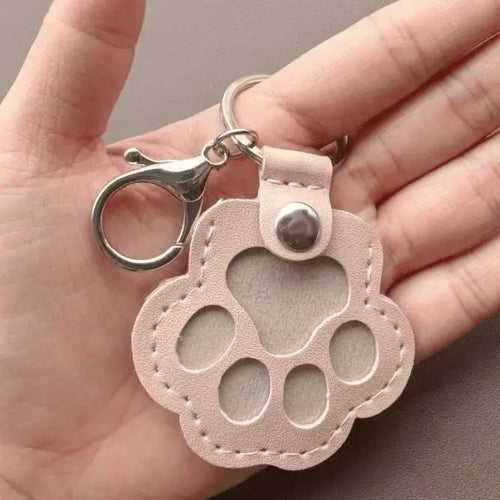 Memorial Leather Pet Hair Storage Bag Cat Paw Keychain Multifunctional