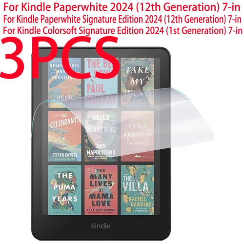 3PCS PET Soft Film Screen Protector For Kindle Paperwhite 2024 12th