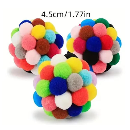 Cat Toys Pet Toy Cat Plush Ball Toys Pet Bouncy Bell Ball Toy Colorful
