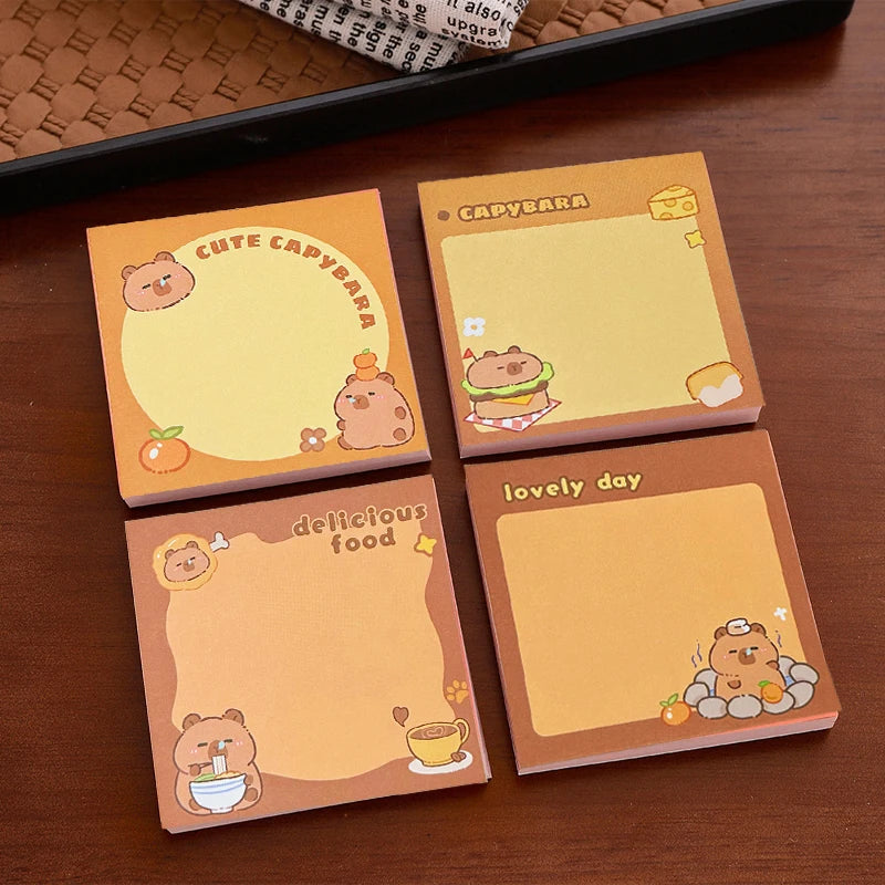 50/200PCS Cute Cartoon Capybara Memo Pad Stickers School Supplies