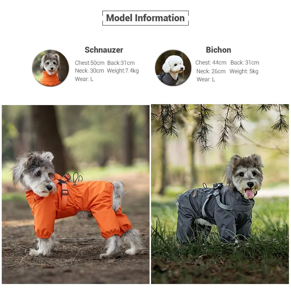 Dog Raincoat with Harness Waterproof Pet Rain Jacket for Small Dogs