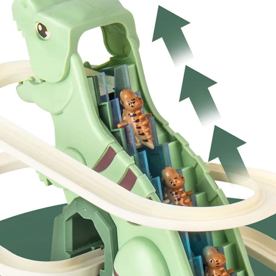 Dinosaur climbing slide music toy with 3 dinosaurs, puzzle fun