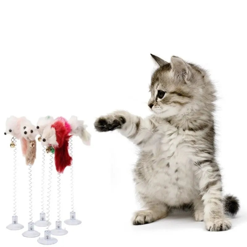 Cartoon Pet Cat Toy Stick Feather Rod Mouse Toy With Mini Bell Cat
