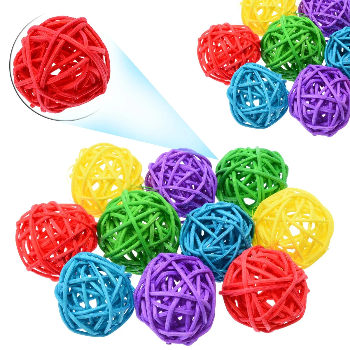 10pcs Primary Color Sepak Takraw Parrot Chewing Toy Ball Pet Bird