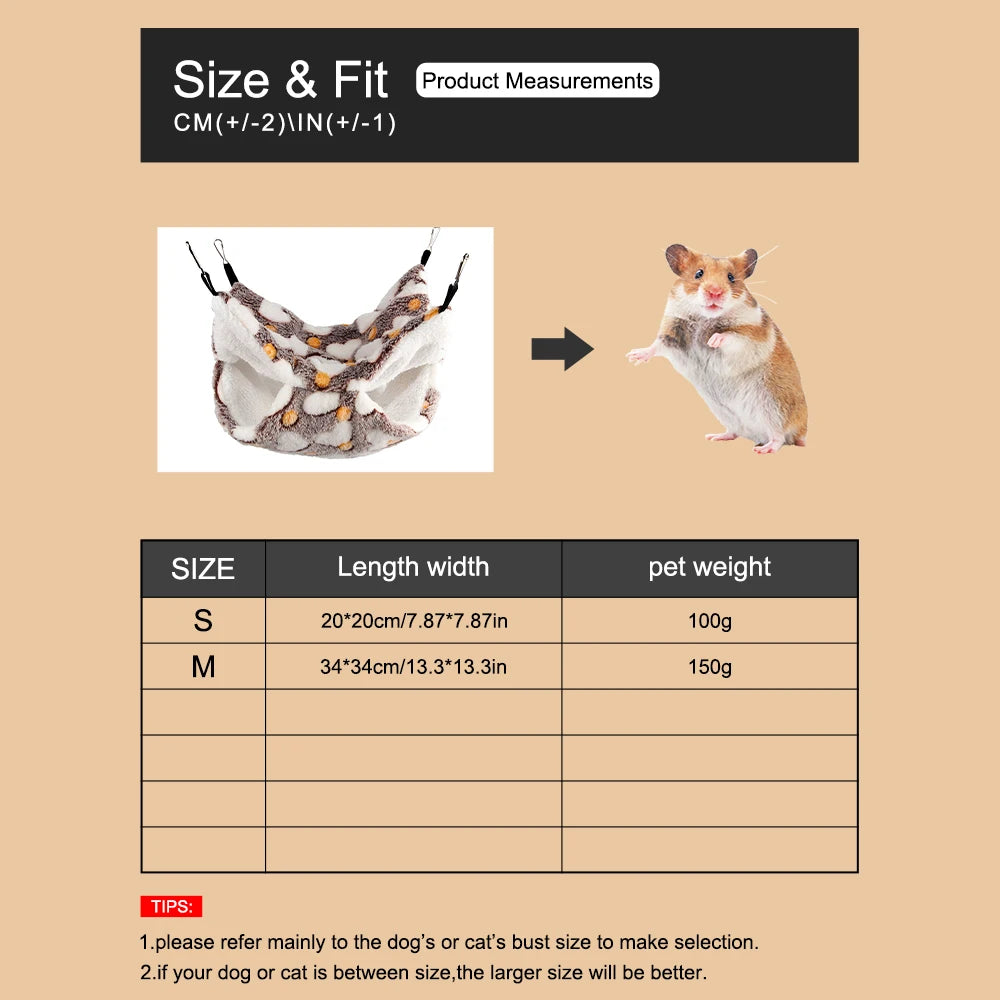 1PC Winter Warm Double-Layer Hammock Small Pet Hammock Suspended