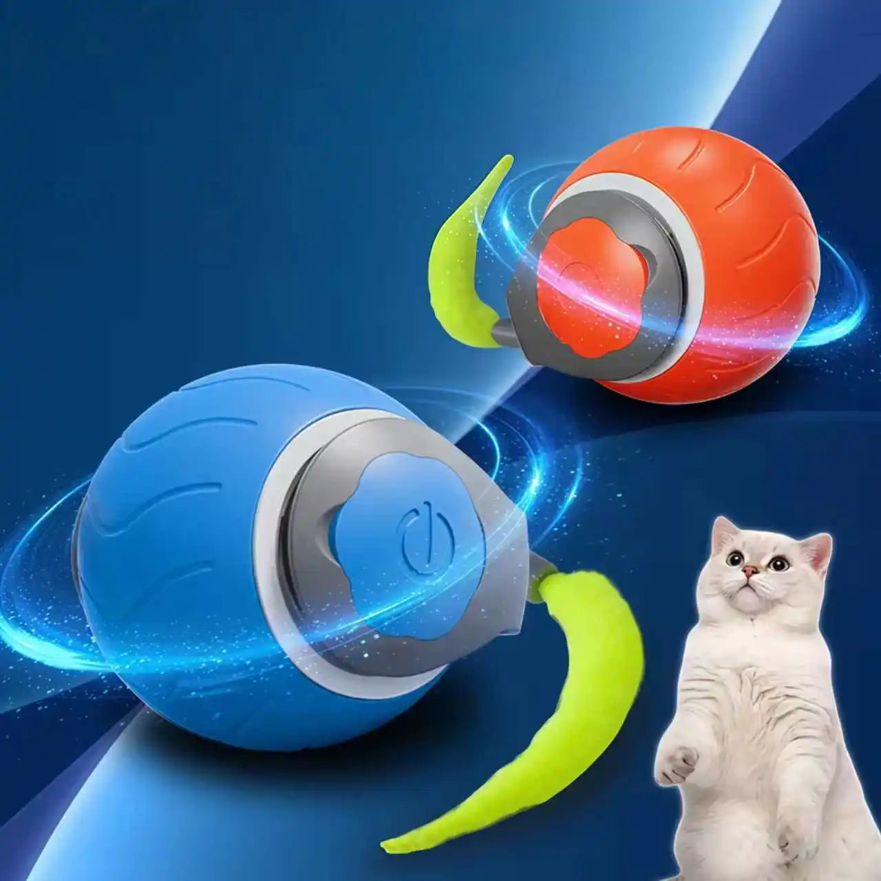 Cats Interactive Ball Toys, Automatic Rolling Ball with Faux Tail,USB