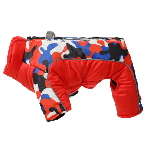 Warm Pet Clothes With D-ring Reflective Dog Jumpsuit For Small Medium