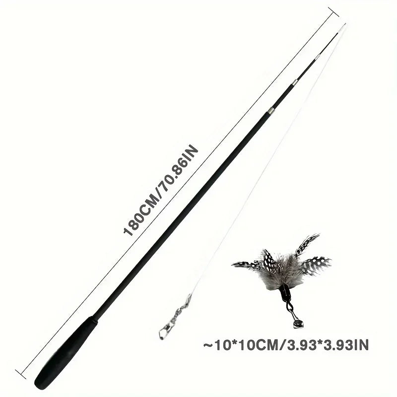 Four-Section Telescopic Cat Rod - Extendable, Cartoon Patterned, Metal