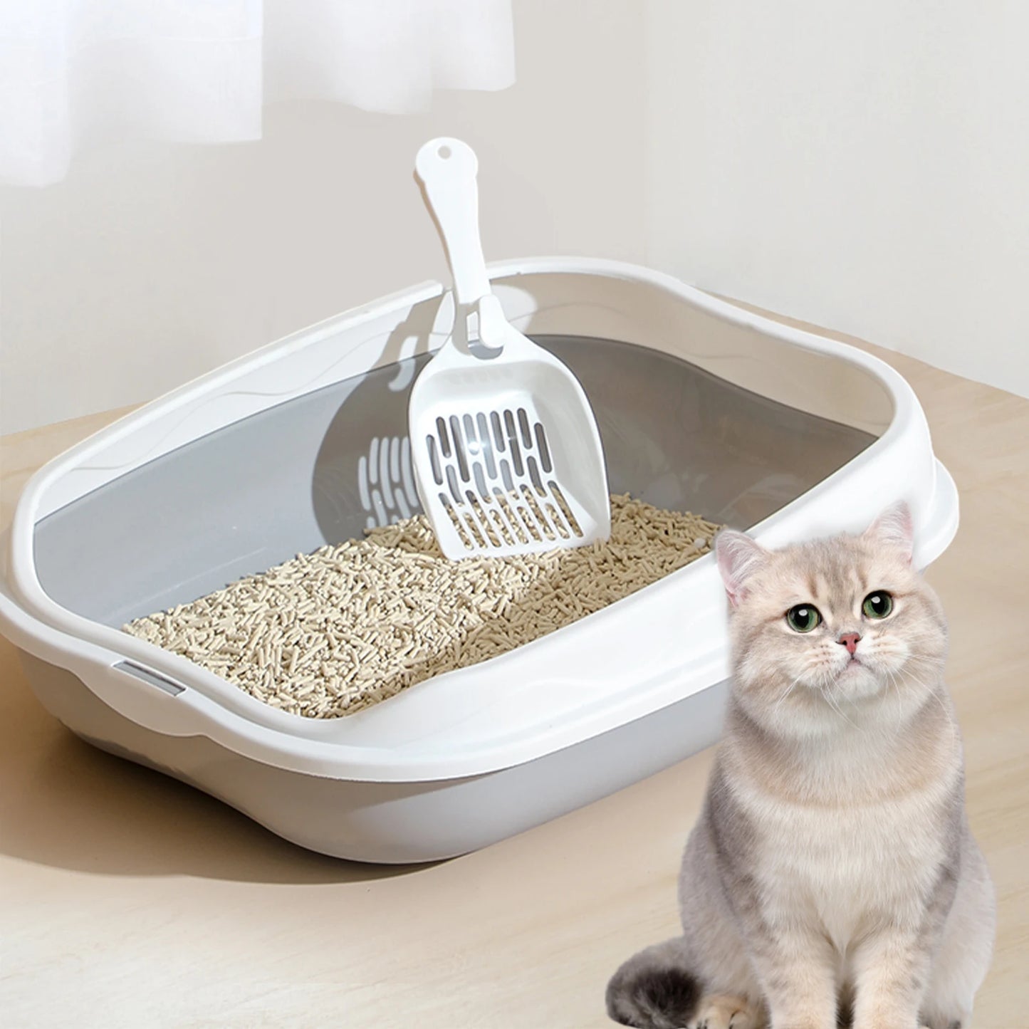 Semi-enclosed Litter Box Spatter-proof Cat Toilet Large Kitten