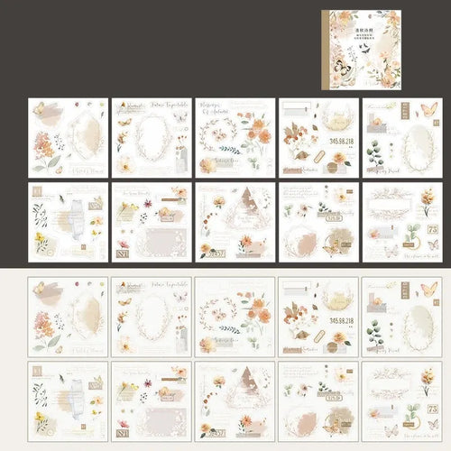 4Style 20pcs/book INS Floral Sticker Book Four Seasons Theme Cutting