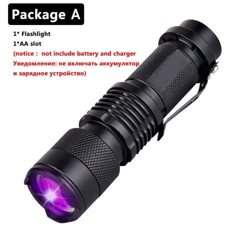 UV LED Portable Flashlight 395nm Black Light Wavelength Violet