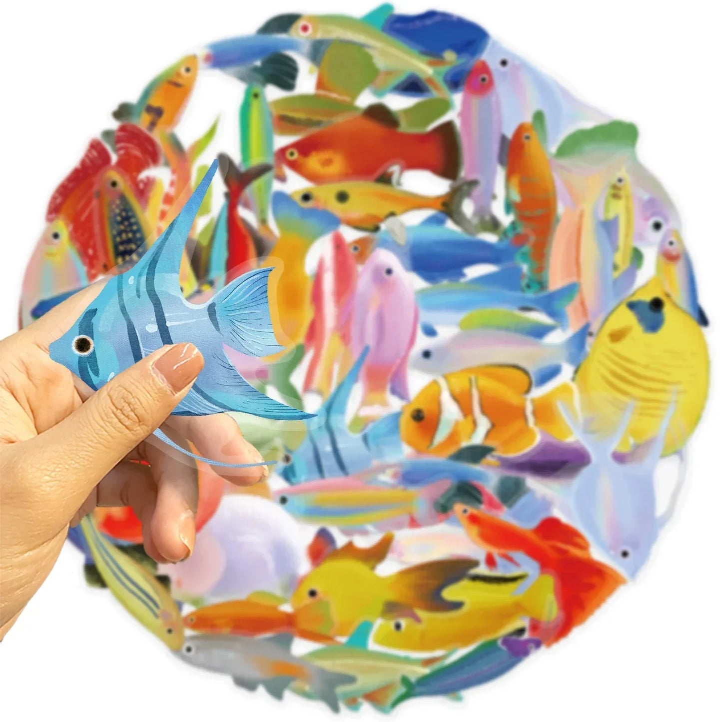 50pcs Cartoon Marine Creatures Fish Stickers Fishing Box Suitcase