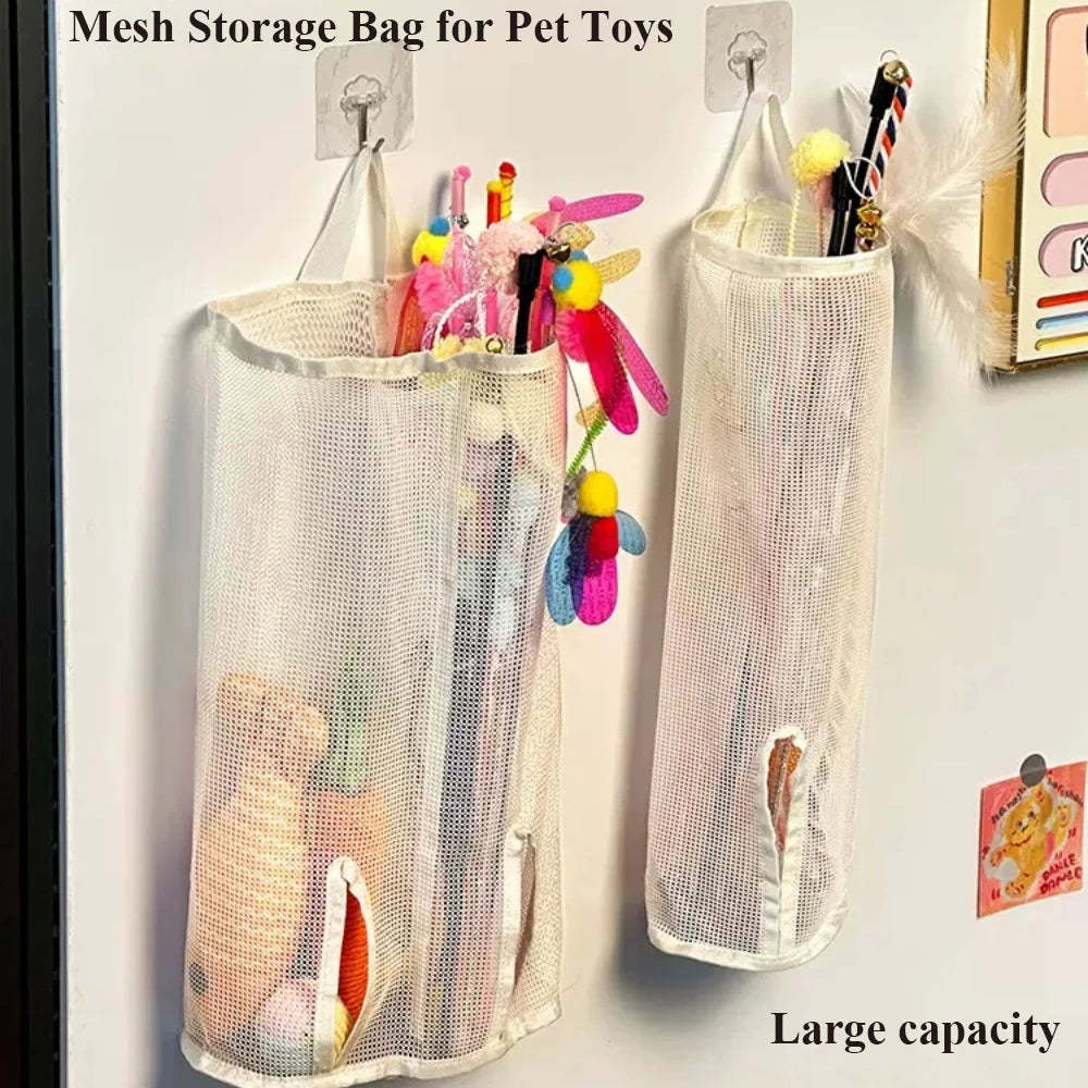 Cat Stick Wall-Mounted Mesh Storage Gag-Suitable For Pet Toys, Cat Toy