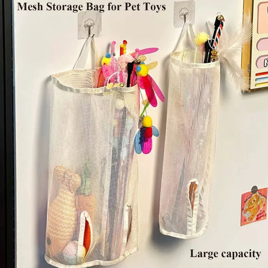 Cat Stick Wall-Mounted Mesh Storage Gag-Suitable For Pet Toys, Cat Toy