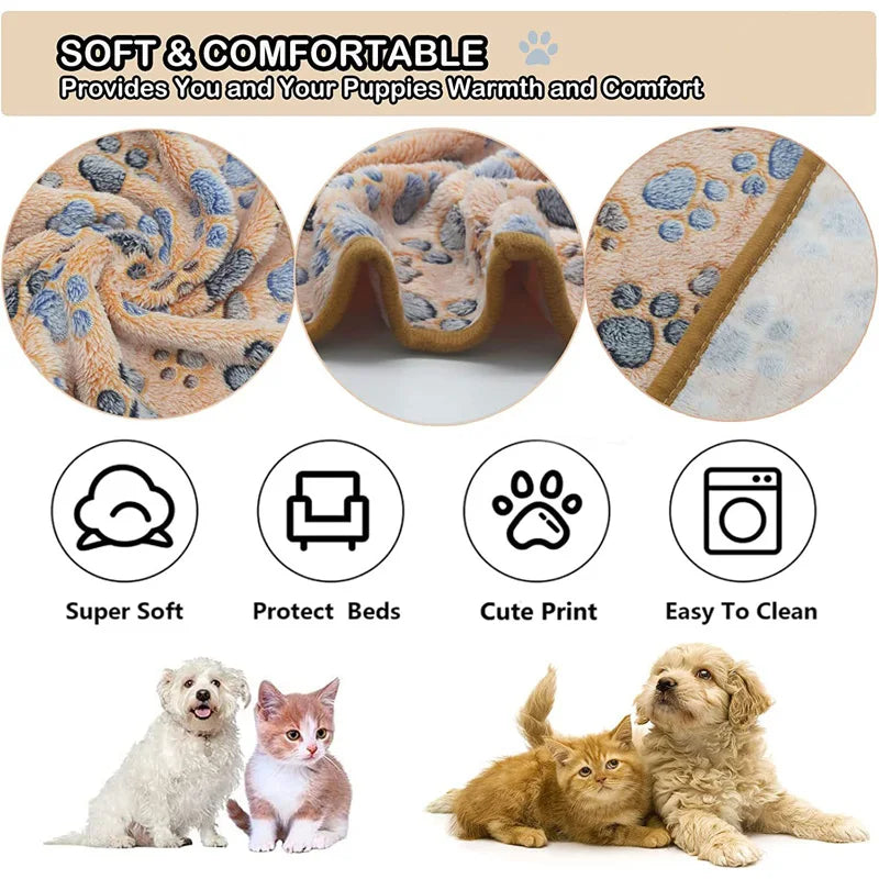 Dog Bed Mat Blanket Soft Fluffy Pet Blanket Cute Paws/Elephant Pattern