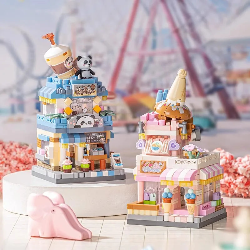 NEW Panda Pet Coffee Ice Cream Flower Shop Store Street View Food