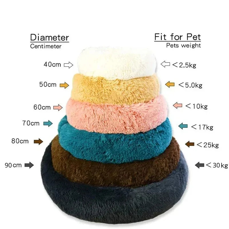 Round Dog Bed Winter Warm Cat Bed Plush Basket for Dog Washable Pet