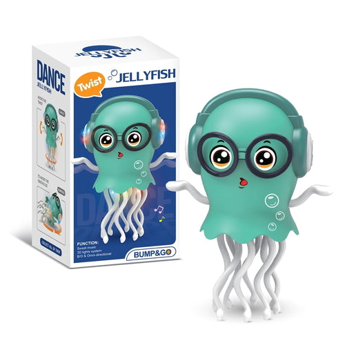 An electrically-powered crawling dancing jellyfish toy, an octopus