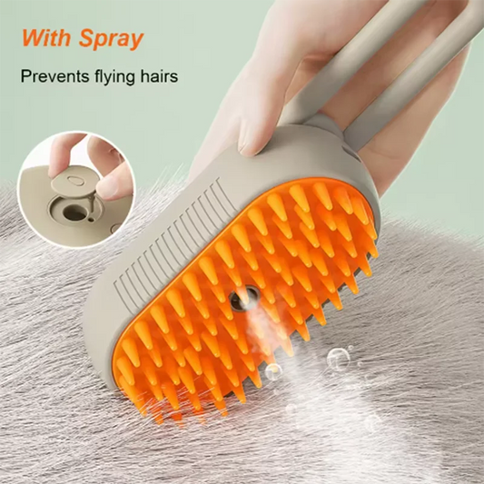 1pc New Cat Dog Pet Spray Massage Brush One Button Steam Spray Folding