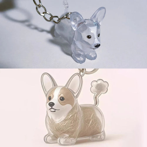 Cute Clear Puppy Hair Memorial DIY Pendant Keychain Decor Keepsake