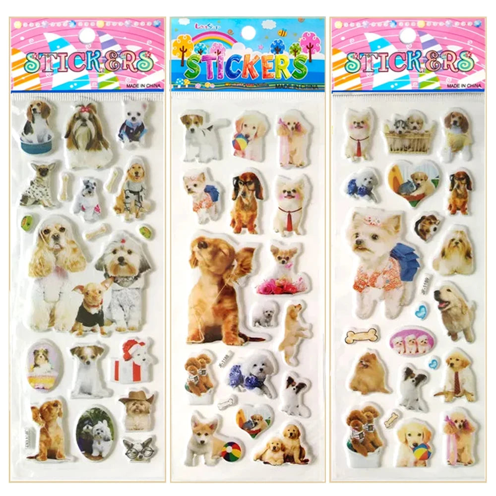 6 Sheets 3d Pet Dog and Cat Stickers for Car Styling Scrapbook Animal