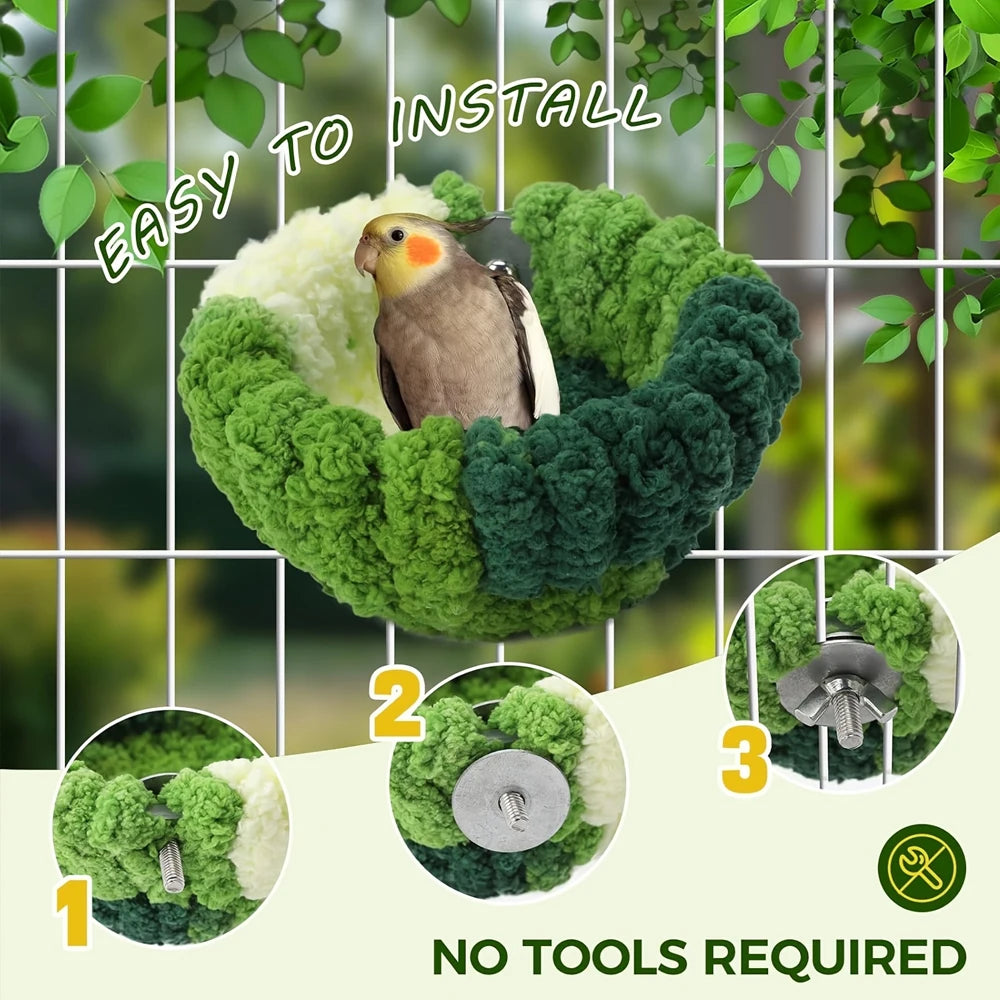 Autumn Winter Warm Cozy Bird Nest Plush Parrot Round Sleeping Bed