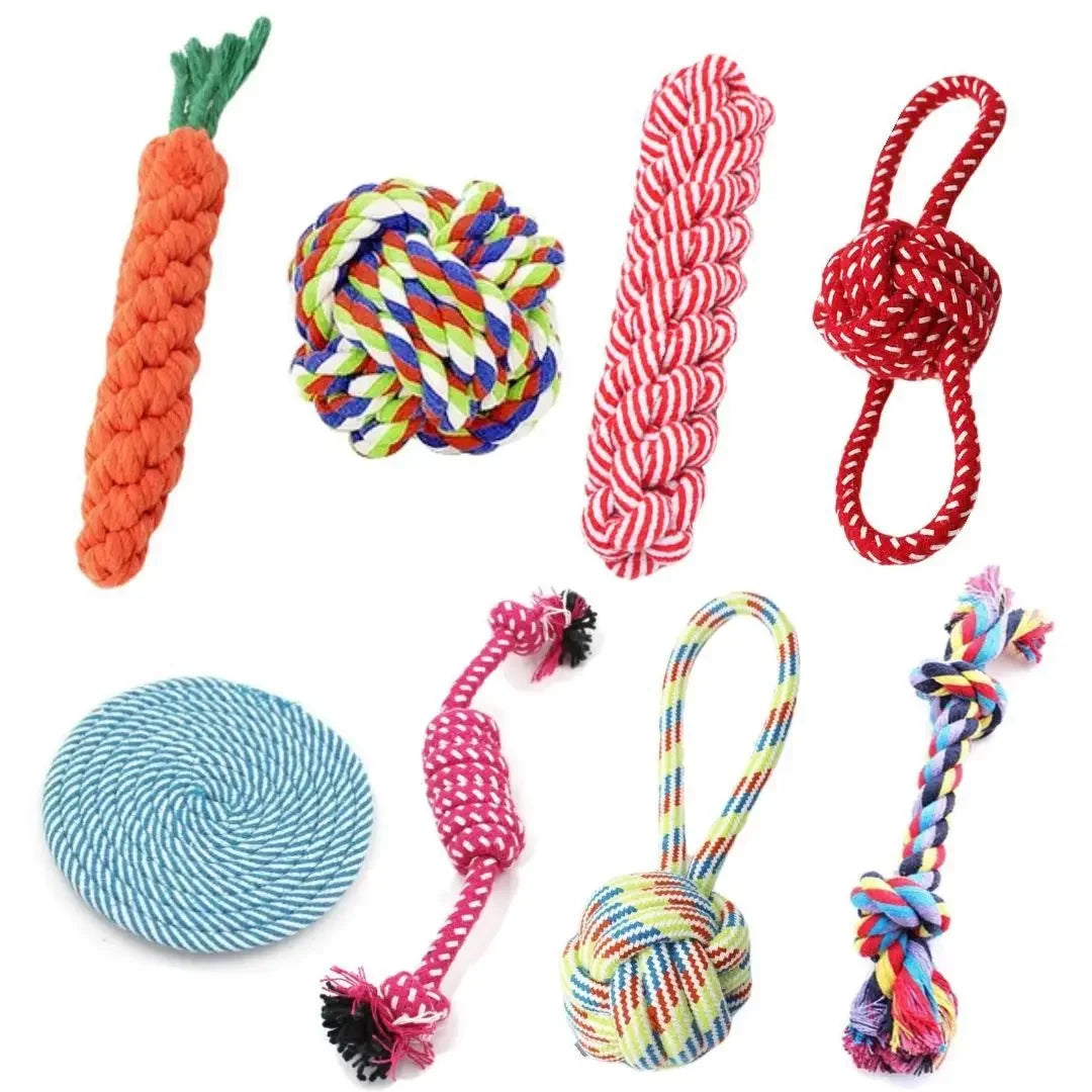1pc Dog Toy Carrot Knot Rope Ball Cotton Rope Dumbbell Puppy Cleaning