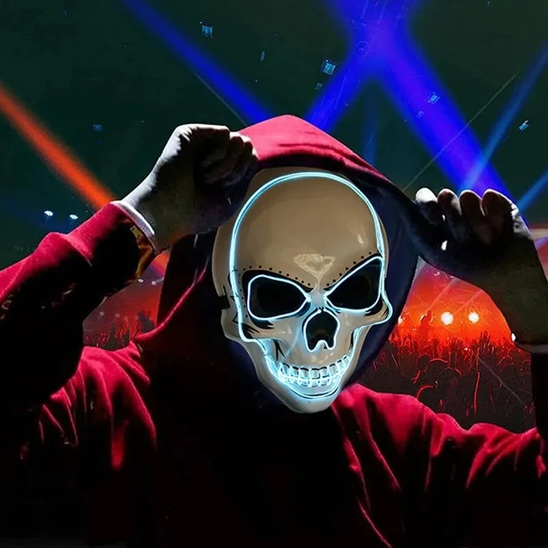 Halloween Adult Purification Mask LED Glowing Skull Terror Mask Cold