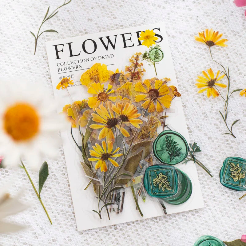 40 pcs/pack Vintage Dried flower Leaf specimen Stickers aesthetic