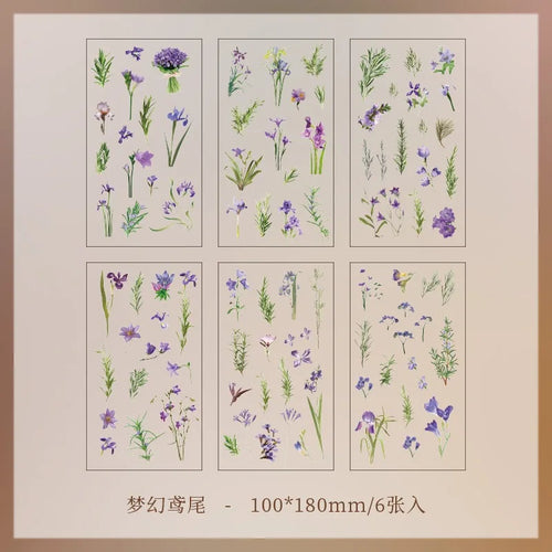 JIANQI 6pcs/pack Transparent PET Stickers Scrapbooking Materials DIY