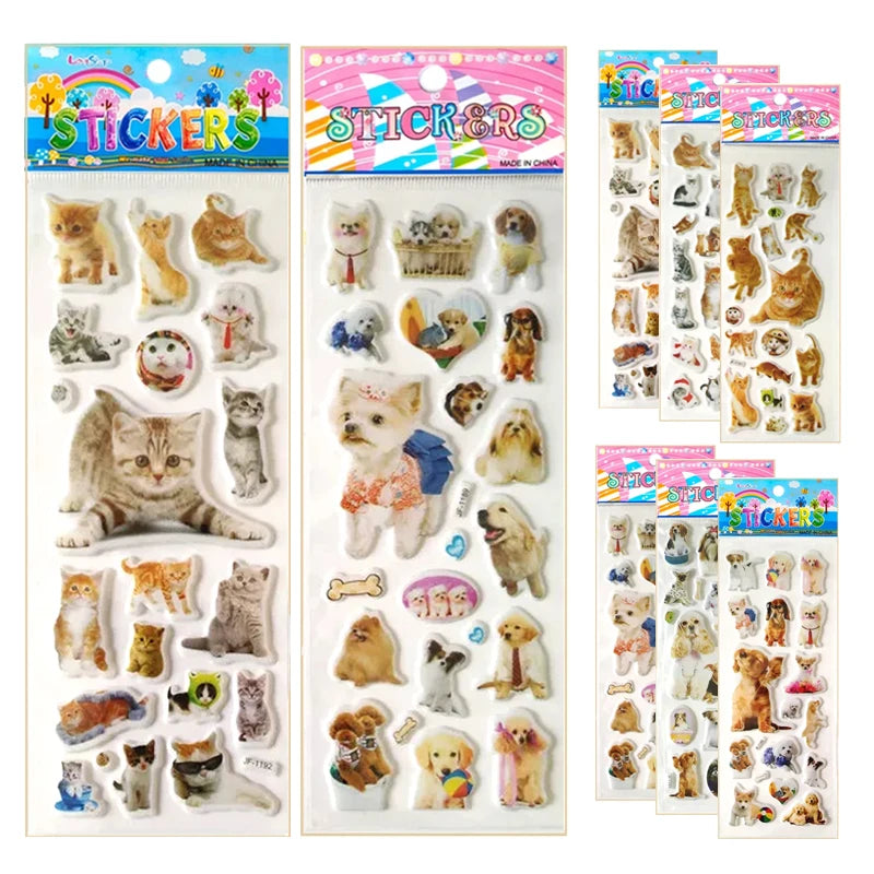 6 Sheets 3d Pet Dog and Cat Stickers for Car Styling Scrapbook Animal