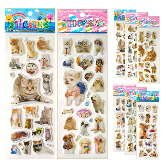 6 Sheets 3d Pet Dog and Cat Stickers for Car Styling Scrapbook Animal