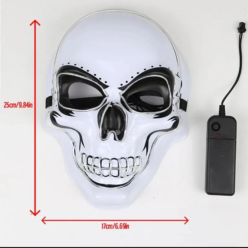 Halloween Adult Purification Mask LED Glowing Skull Terror Mask Cold