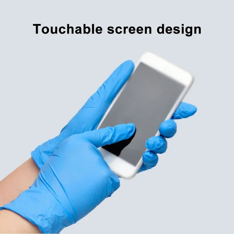10/20/50/100PCS Blue Nitrile Gloves Disposable Waterproof Blue Gloves