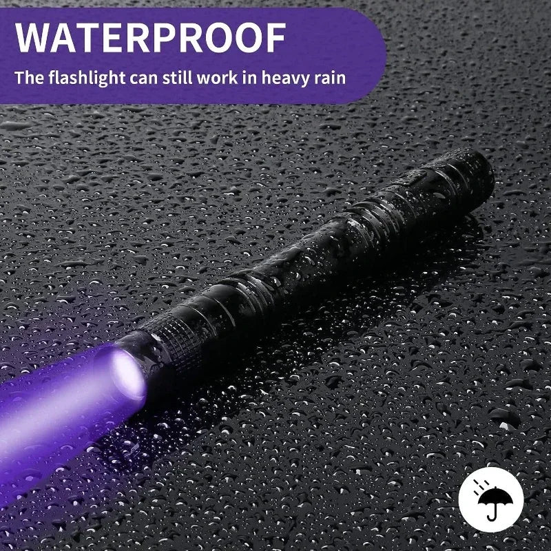 1/2PCS UV Flashlight 395nm Ultraviolet Torch With Pen Clip Portable